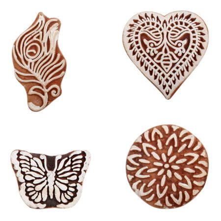 Set of 4 Piece New Mix Wooden Printing Block
